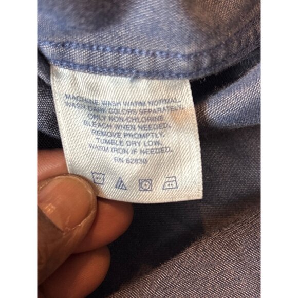 Lands End Mens Denim Button-Down Shirt 15 1/2 Collar Size 34 Sleeve - Picture 11 of 13